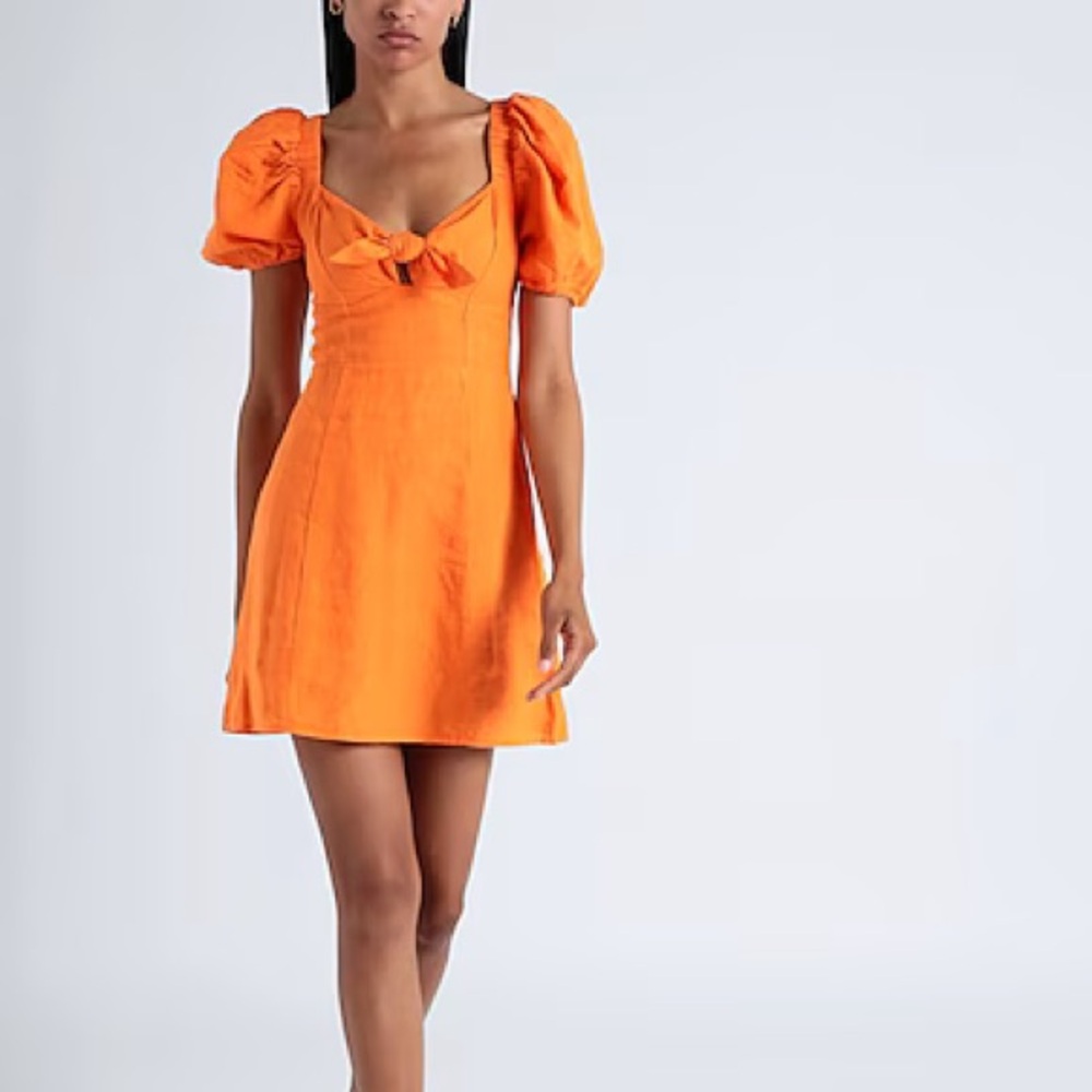 & Other Stories Vibrant Orange Dress bow tie size 10